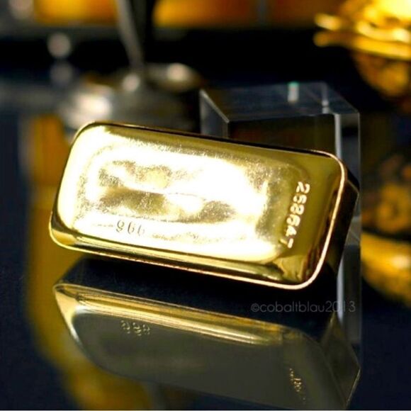 ♥️ Gold Bar Bottle Opener (24k Gold Plated),heavy. Made in Germany, ca 1960s - Picture 3 of 13